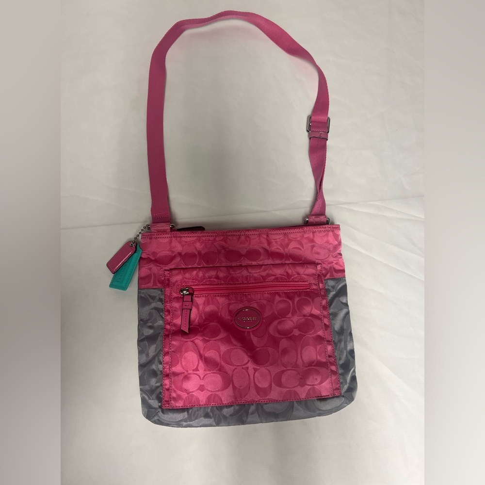 Coach Pink and Gray Crossbody Bag